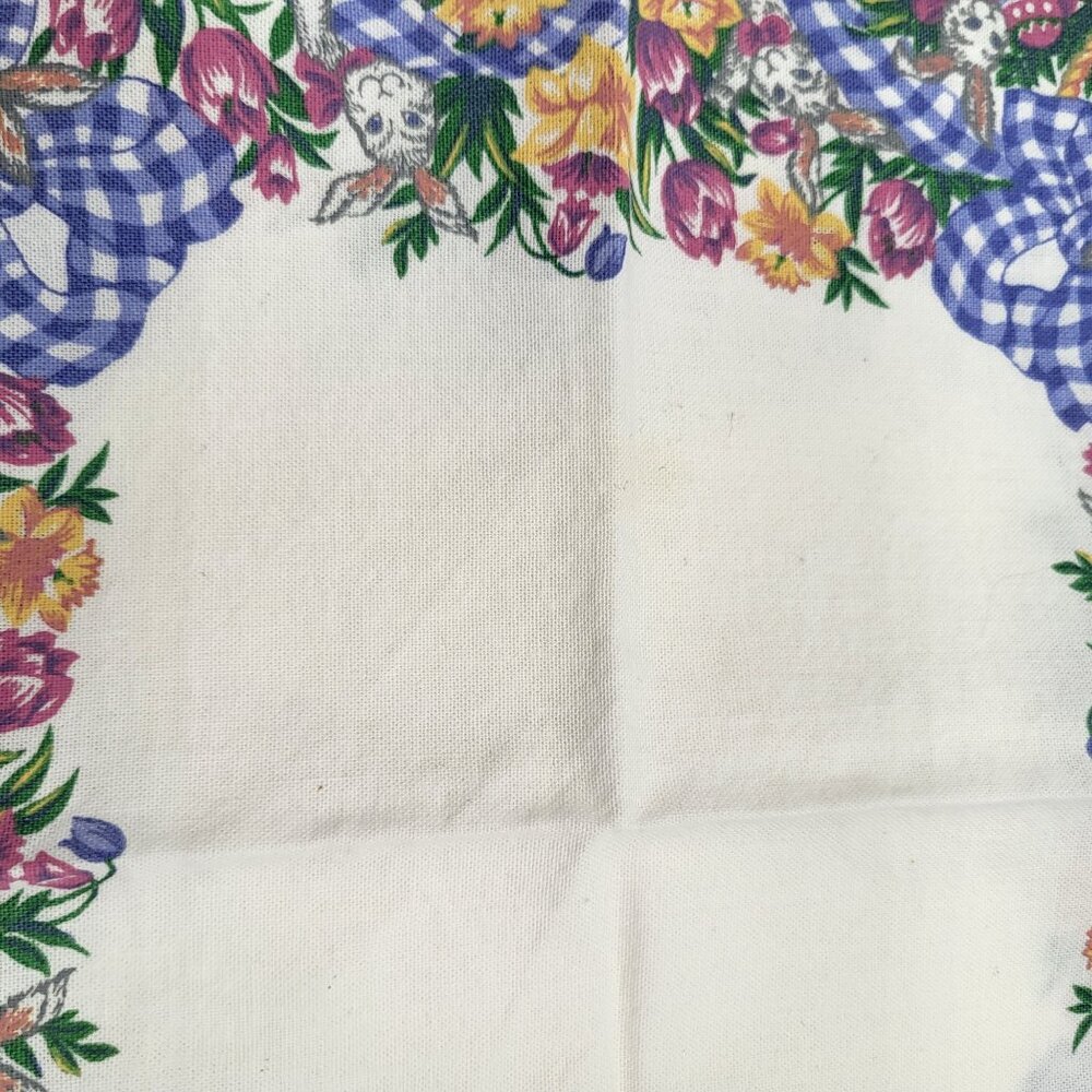 VTG 90s Easter Linens Napkins Set of 8 Picnic Country Spring Bunny Eggs Floral - Picture 5 of 8